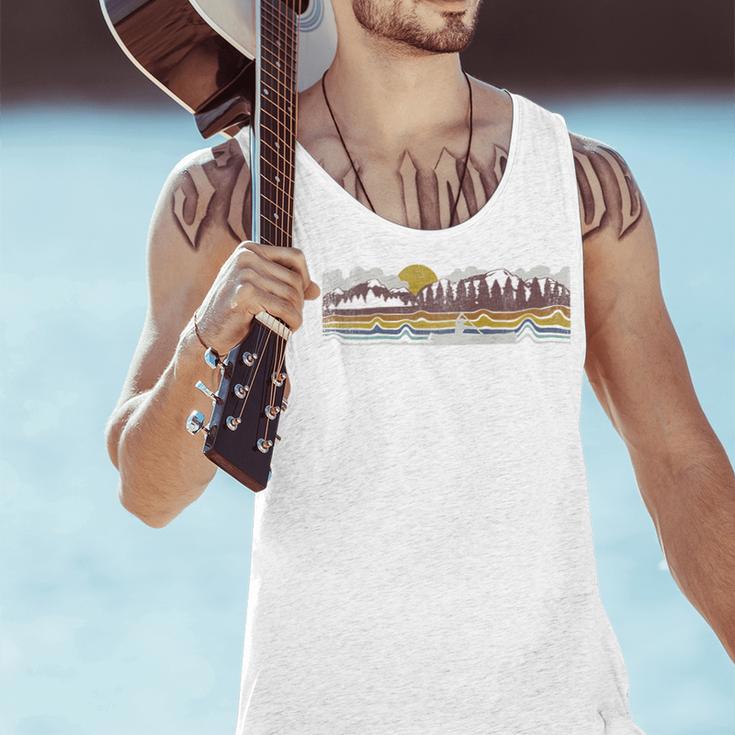 Trendy Canoe Silhouette Colourful Landscape Raglan Baseball Tee Men Tank Top Trendy Canoe Silhouette Colourful Landscape Raglan Baseball Tee Men Tank Top