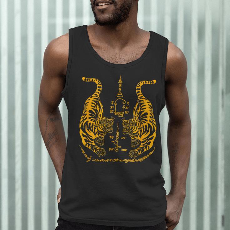 Awesome Orange Double Tiger Muay Thai Sak Yant Men Tank Top Awesome Orange Double Tiger Muay Thai Sak Yant Men Tank Top