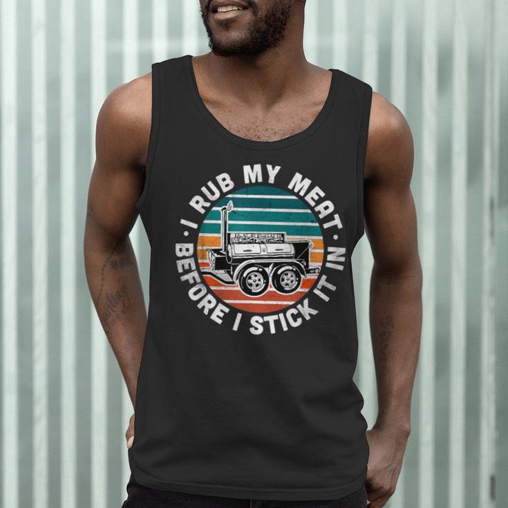 BBQ Dad Offset Smoker Pit Accessory I Rub My Meat Text Men Tank Top