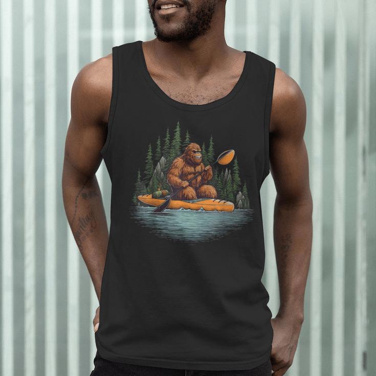 Bigfoot Kayak Paddling Lake Canoe Bigfoot Sasquatch Kayaking Men Tank Top
