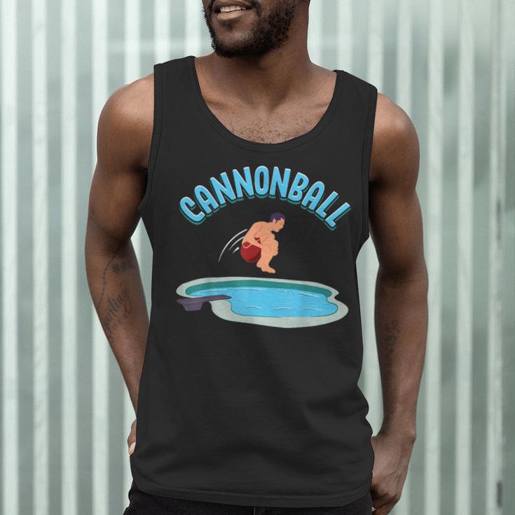 Cannonball Swimming Pool Fun Diving Diver Swimmer Cool Men Tank Top