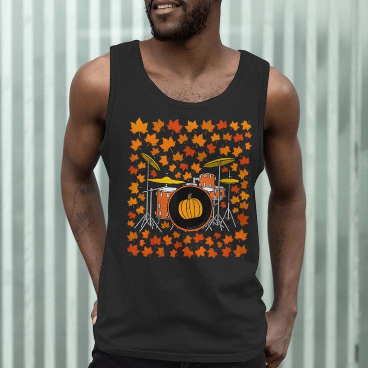 Drum Kit With Leaves Fall Drummer Autumn Musician Men Tank Top Drum Kit With Leaves Fall Drummer Autumn Musician Men Tank Top