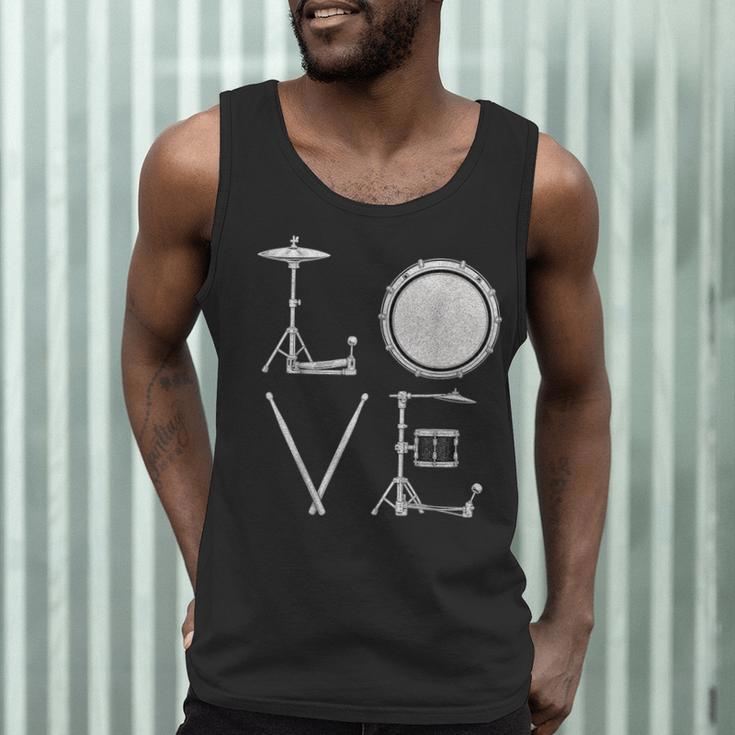 Drum Kit Love Illustration For Music Enthusiasts Men Tank Top Drum Kit Love Illustration For Music Enthusiasts Men Tank Top