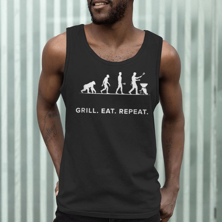 Grill Eat Repeat BBQ Dad Evolution Cookout Men Tank Top