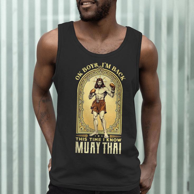 Jesus Knows Muay Thai Boxing Kickboxing MMA Men Tank Top