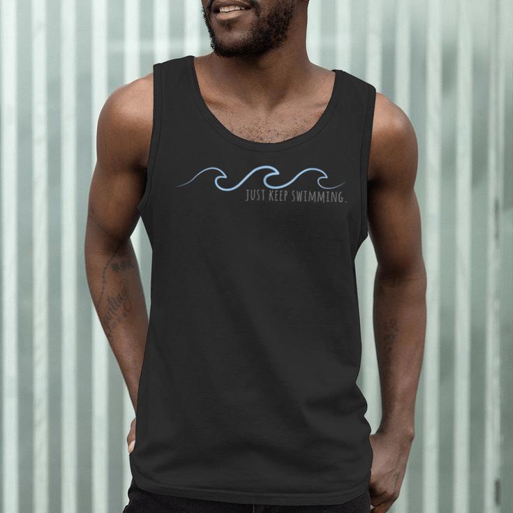 Just Keep Swimming With Aesthetic Wave Motivational Quote Men Tank Top Just Keep Swimming With Aesthetic Wave Motivational Quote Men Tank Top