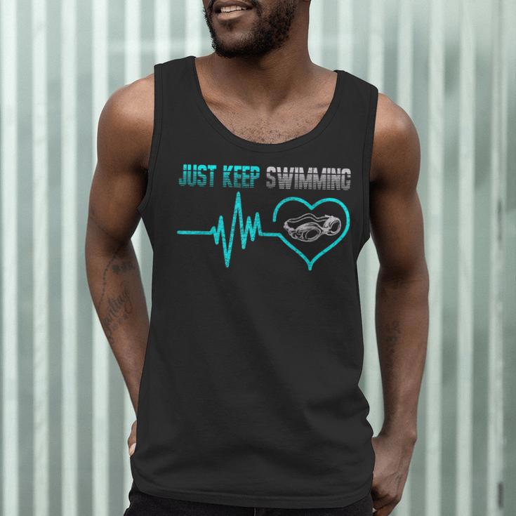 Just Keep Swimming For Swimmers Divers Diving Retro Men Tank Top