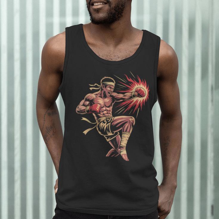 Muay Thai Fighter Southpaw Stance Minimal Silhouette Clean Men Tank Top