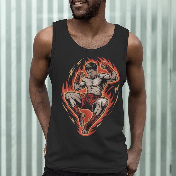 Muay Thai Fighter Teep Push Kick Minimal Line Art Clean Men Tank Top Muay Thai Fighter Teep Push Kick Minimal Line Art Clean Men Tank Top