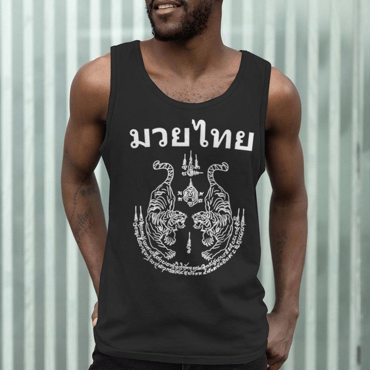 Muay Thai Language Sak Yant Art Tattoo Twin Tiger Kickboxing Men Tank Top Muay Thai Language Sak Yant Art Tattoo Twin Tiger Kickboxing Men Tank Top