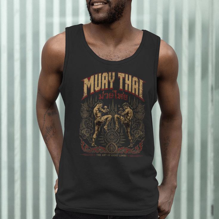 Muay Thai Nak Muay Vintage Thai Boxing Warrior Art Men Tank Top