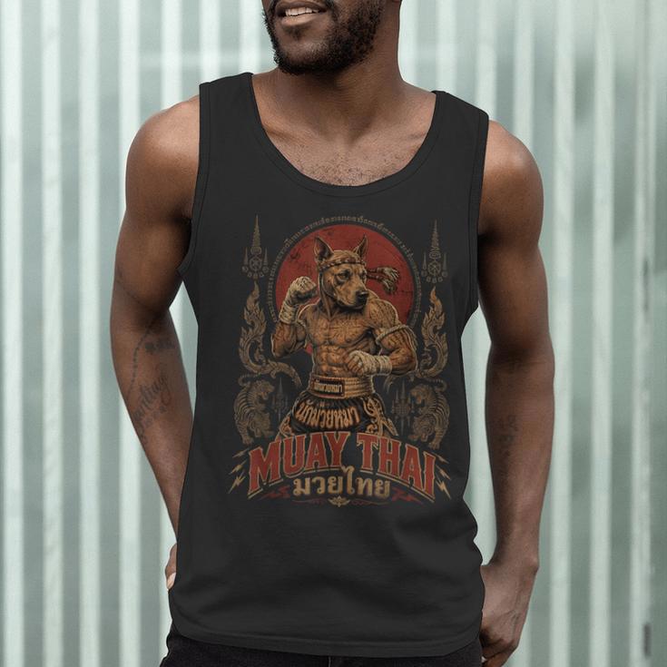 Muay Thai Roots Vintage Thai Boxing Fighter Thailand Dog Men Tank Top