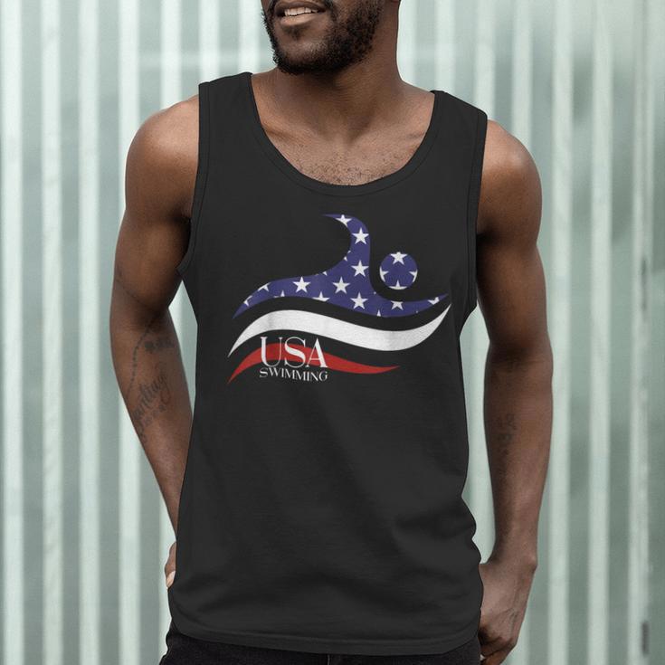 Patriotic American Flag Floating USA Swimming Team Men Tank Top