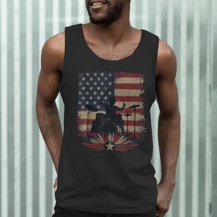 Patriotic Drum Kit Silhouette American Flag Men Tank Top Patriotic Drum Kit Silhouette American Flag Men Tank Top