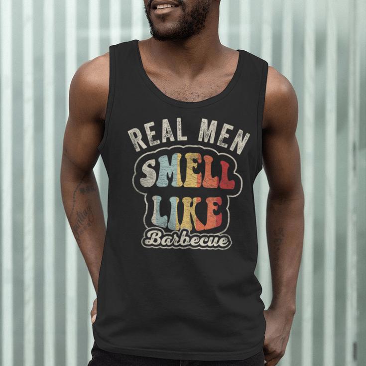 Real Men Smell Like Barbecue Grilling BBQ Dad Graphic Men Tank Top