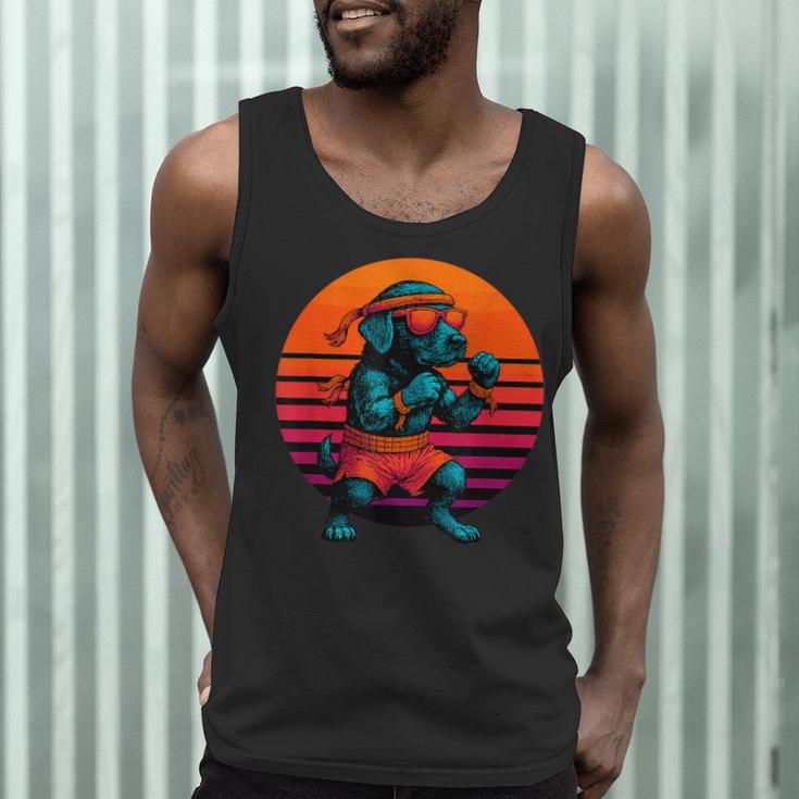 Retro Dog With Gloves Muay Thai Fighter Men Tank Top