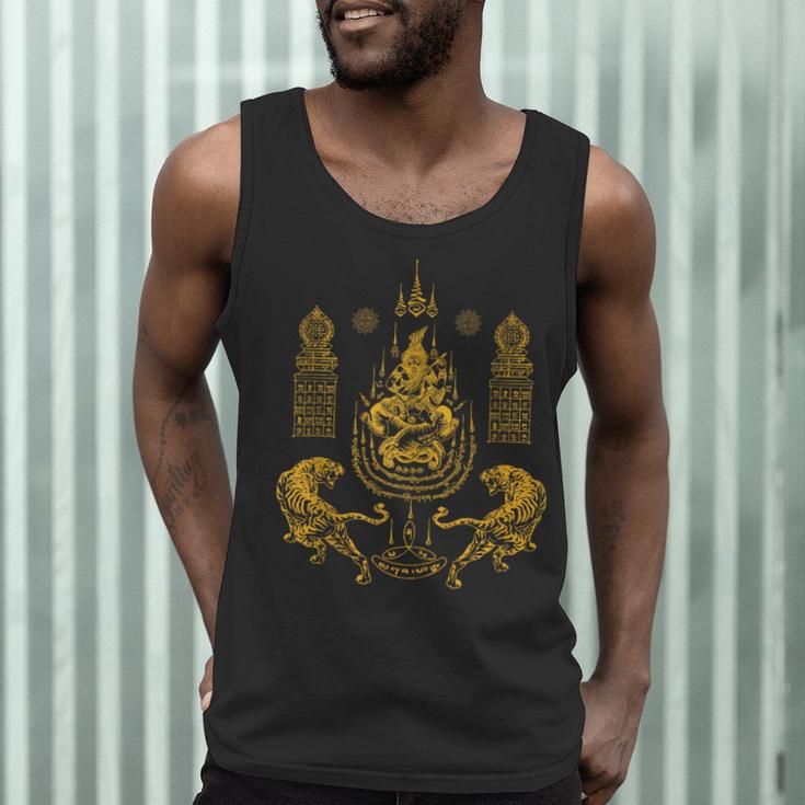 Sawadee Thai Traditional Sak Yant Thai Twin Tigers Muay Thai Men Tank Top