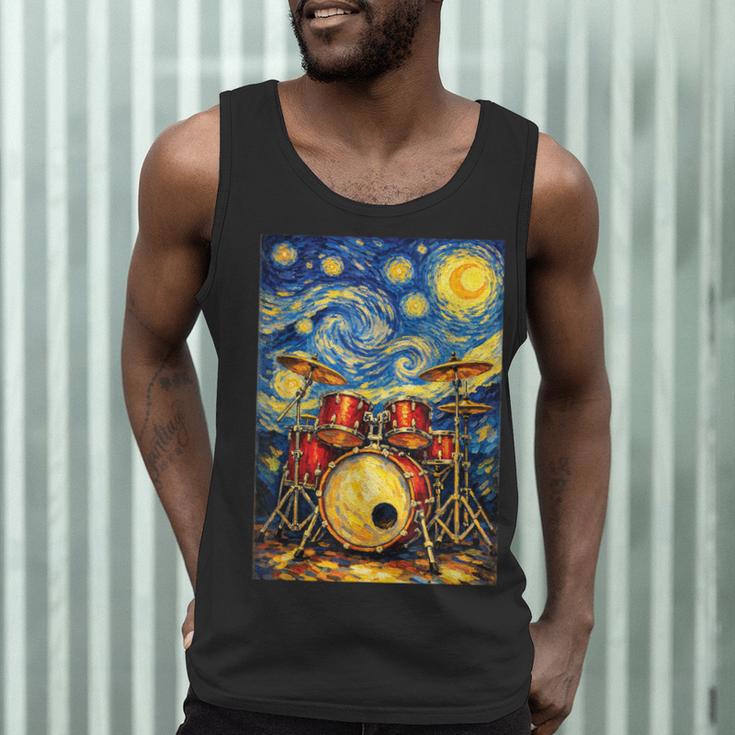 Starry Night Drum Kit Van Gogh Style Art Men Tank Top