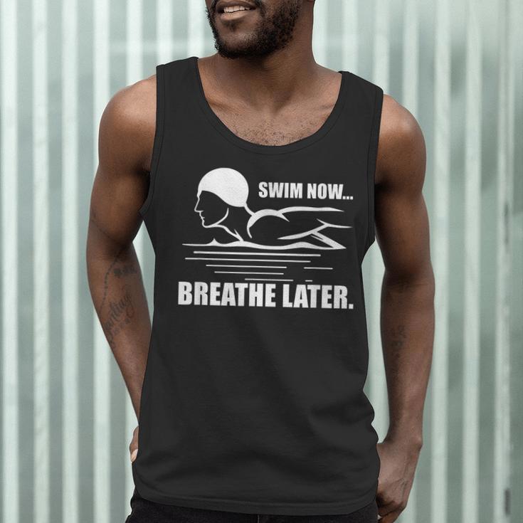 Swim Now Breathe Later Swimming Pool Breaststroke Men Tank Top Swim Now Breathe Later Swimming Pool Breaststroke Men Tank Top