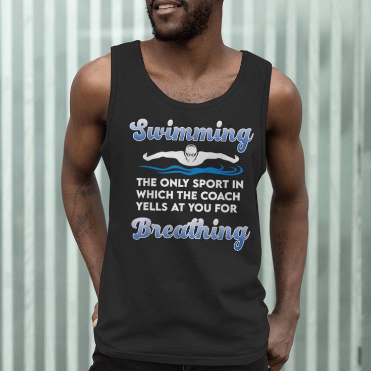 Swim Team Swimming Coach Quote Swim Breathing Joke Men Tank Top Swim Team Swimming Coach Quote Swim Breathing Joke Men Tank Top