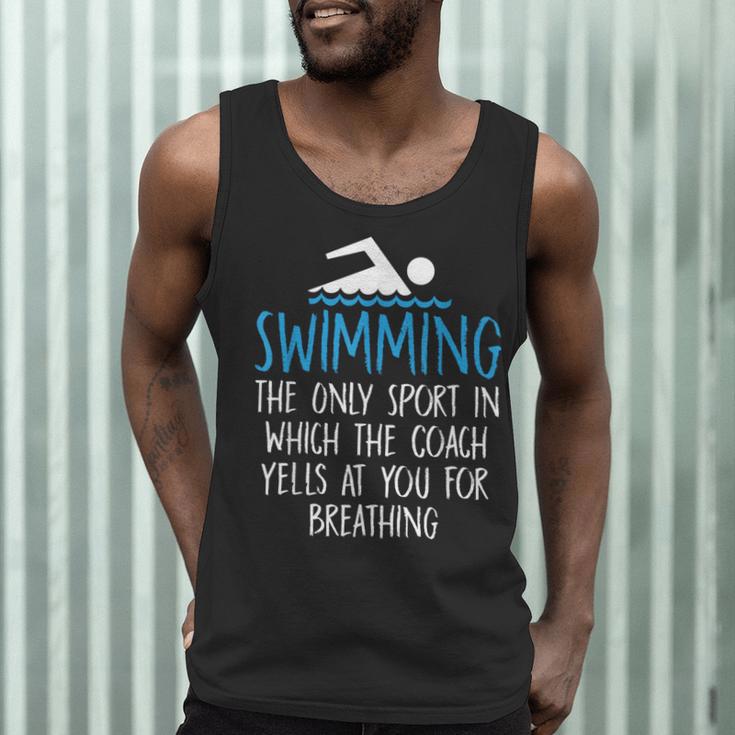 Swimming Coach Yells Breathing Swimmer Swim Team Men Tank Top Swimming Coach Yells Breathing Swimmer Swim Team Men Tank Top