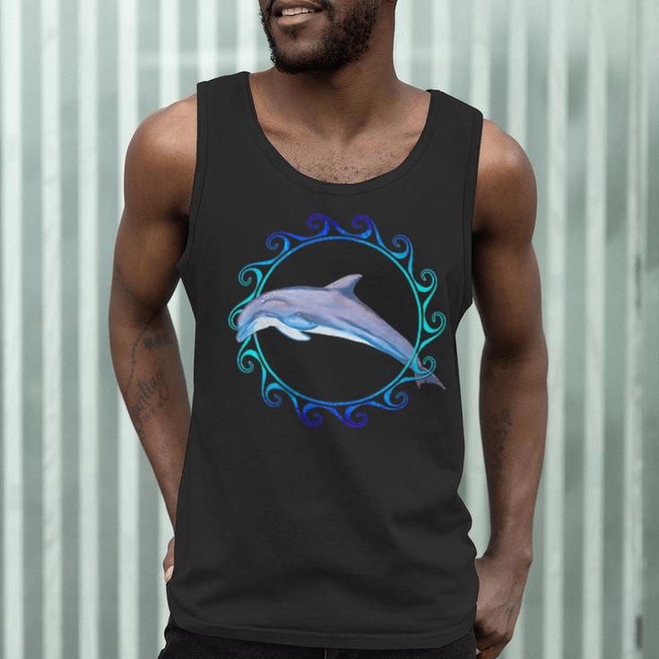Swimming Dolphin Maori Sun Tribal Waves 2-Sided Men Tank Top