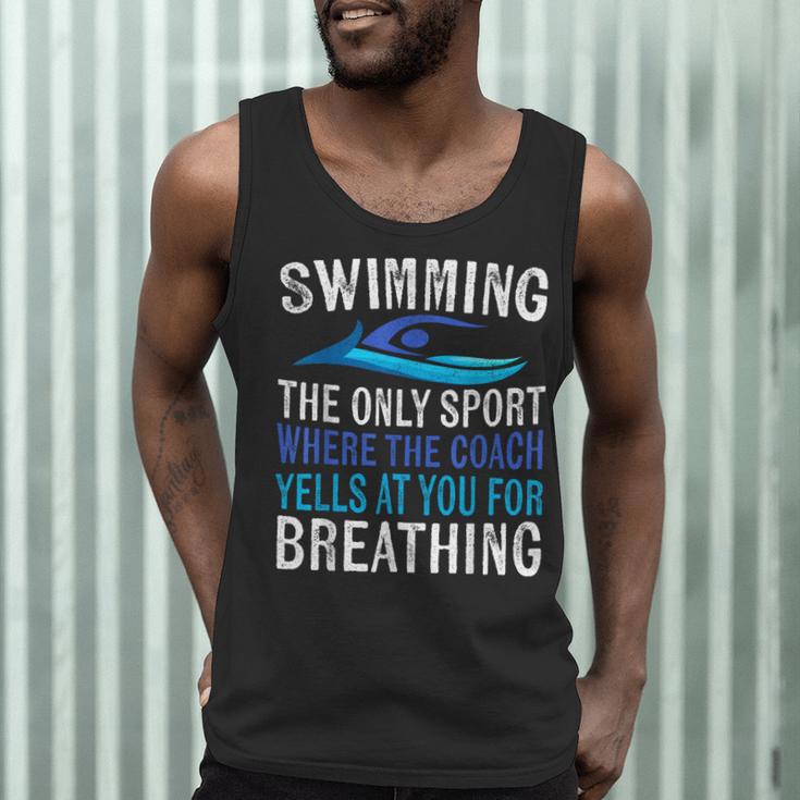 Swimming Only Sport Where The Coach Swimmer Swim Team Men Tank Top Swimming Only Sport Where The Coach Swimmer Swim Team Men Tank Top