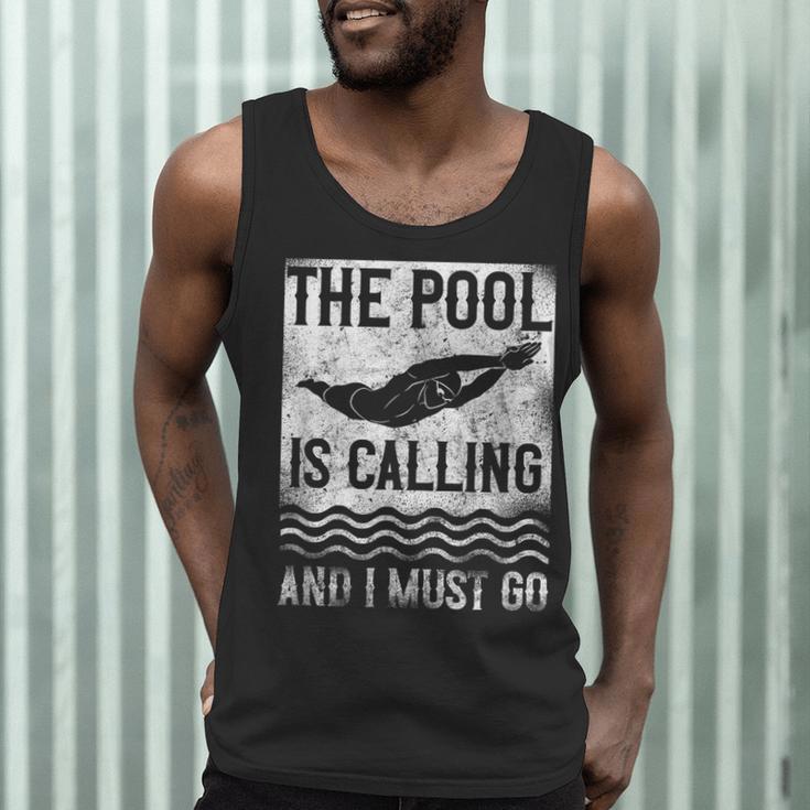 Swimming Swimmer Swim The Pool Is Calling Vintage Men Tank Top Swimming Swimmer Swim The Pool Is Calling Vintage Men Tank Top