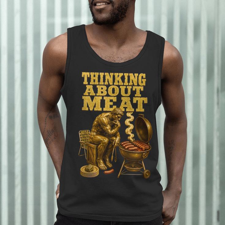 Thinking About Meat BBQ Dad Humor Men Tank Top