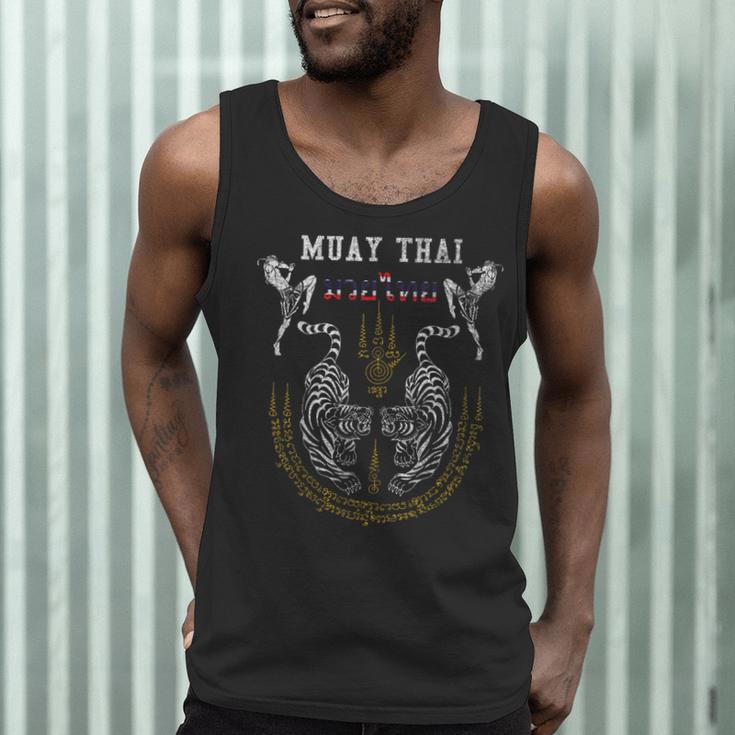 Twin Tiger Sak Yant Muay Thai Fighter Tee Martial Art Men Tank Top
