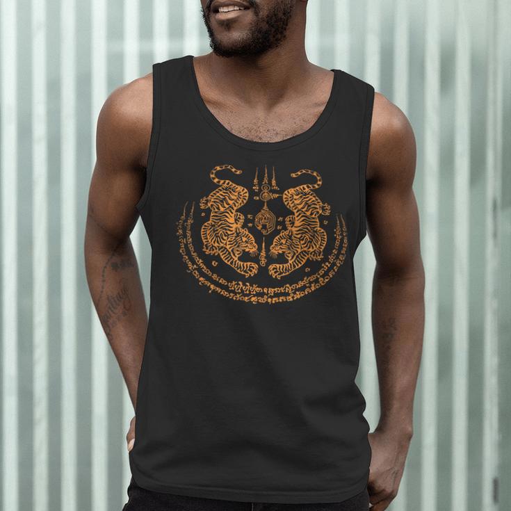 Twin Tiger Sak Yant Tattoo Muay Thai Thai Martial Arts Men Tank Top