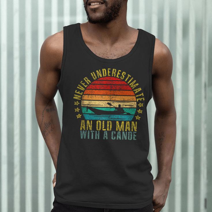 Never Underestimate An Old Man With a Canoe Retro Sleeveless Men Tank Top