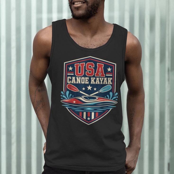 USA Canoe Kayak Paddling American Flag Emblem Men Tank Top USA Canoe Kayak Paddling American Flag Emblem Men Tank Top
