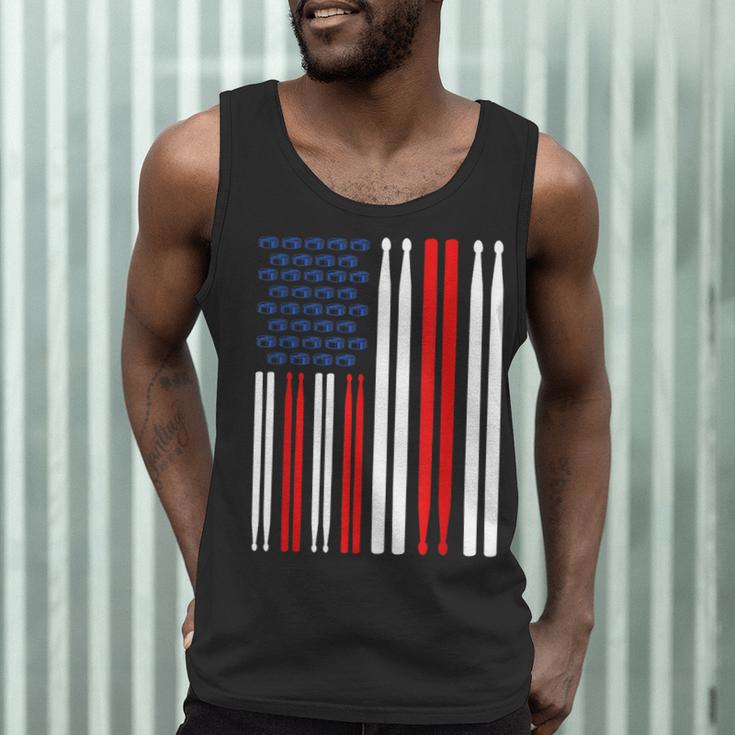 USA Flag Drummer Music Drum Kit Men Tank Top