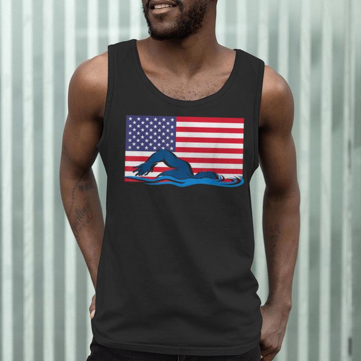 USA Flag Swimmer Swimming Sport Athlete Swim Swimming Men Tank Top USA Flag Swimmer Swimming Sport Athlete Swim Swimming Men Tank Top