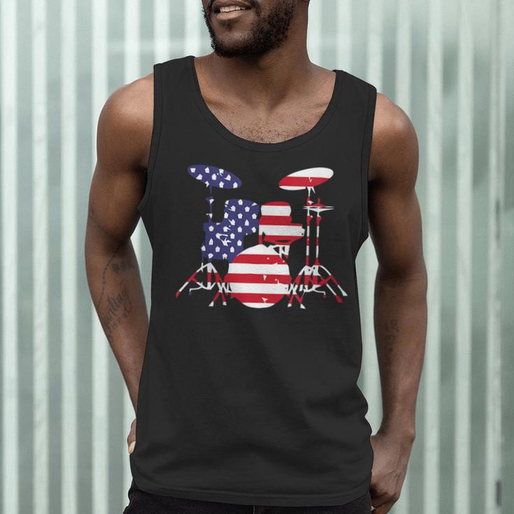 Women's American Flag Drum Kit Patriotic US Drum Art Men Tank Top Women's American Flag Drum Kit Patriotic US Drum Art Men Tank Top