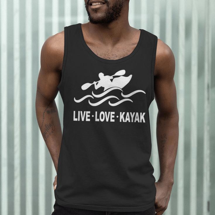 Women's Kayaking Live Love Kayak Kayaker Canoe Boat Paddling Lover Men Tank Top