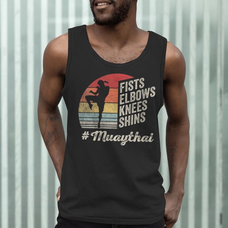 Women's Muay Thai Martial Arts Fighter Retro Vintage Sunset Graphic Men Tank Top
