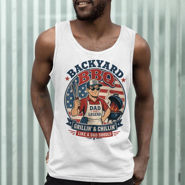 Backyard BBQ Dad Grill Boss Patriotic Fourth Of July Barbecu Men Tank Top