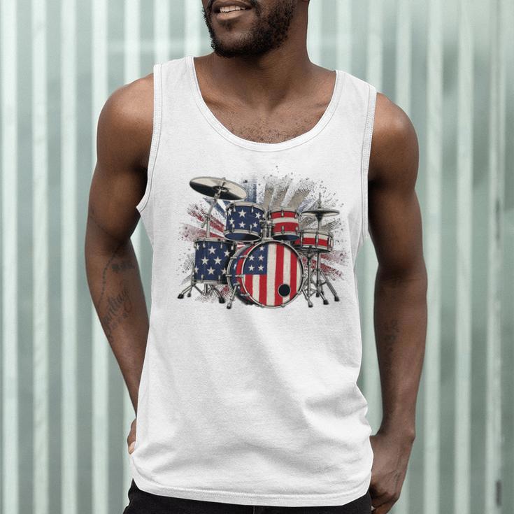 Drum Kit With American Flag Graphic For Musicians Men Tank Top Drum Kit With American Flag Graphic For Musicians Men Tank Top
