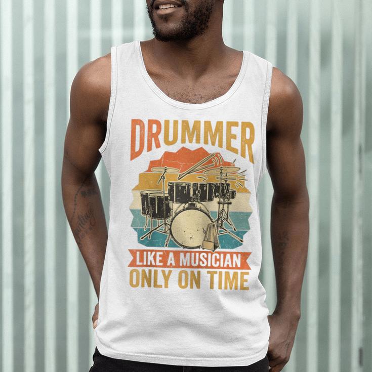 Drummer Like a Musician Only On Time Vintage Sunset Drum Kit Raglan Baseball Tee Men Tank Top Drummer Like a Musician Only On Time Vintage Sunset Drum Kit Raglan Baseball Tee Men Tank Top