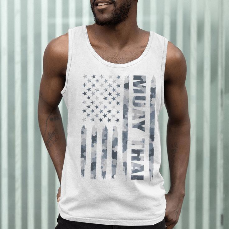 Muay Thai American Flag Camo Military Patriotic Men Tank Top