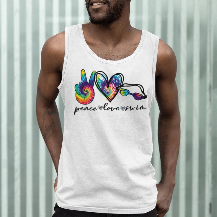 Peace Love Swim Tie Dye Swimmer Swimming Summer Trip Men Tank Top