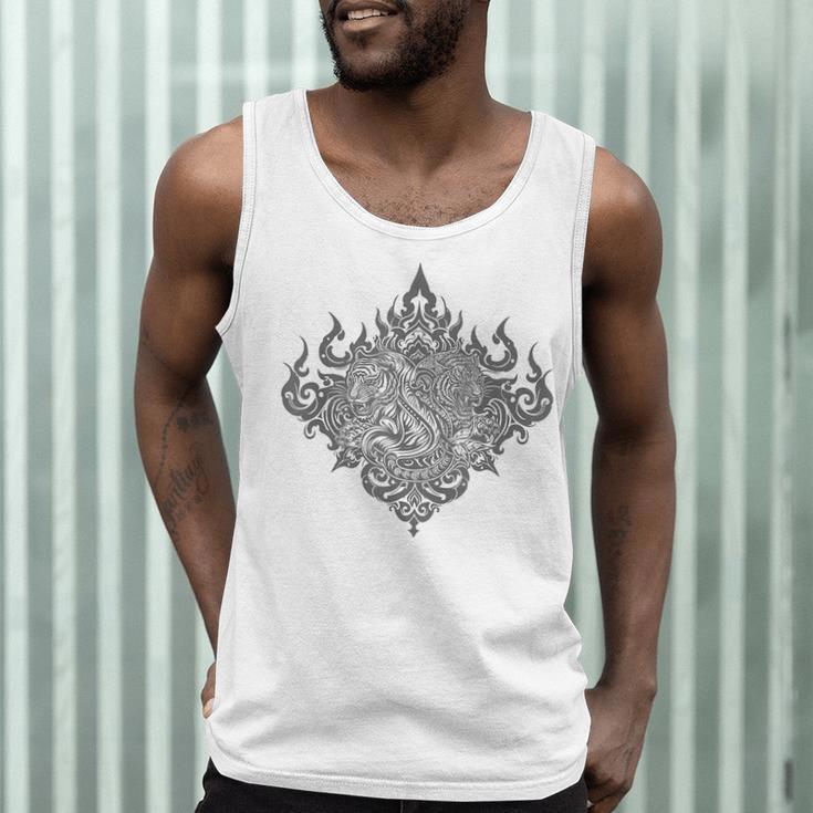 Sak Yant Muay Thai MMA Tattoo Twin Tiger Martial Art Boxing Men Tank Top Sak Yant Muay Thai MMA Tattoo Twin Tiger Martial Art Boxing Men Tank Top