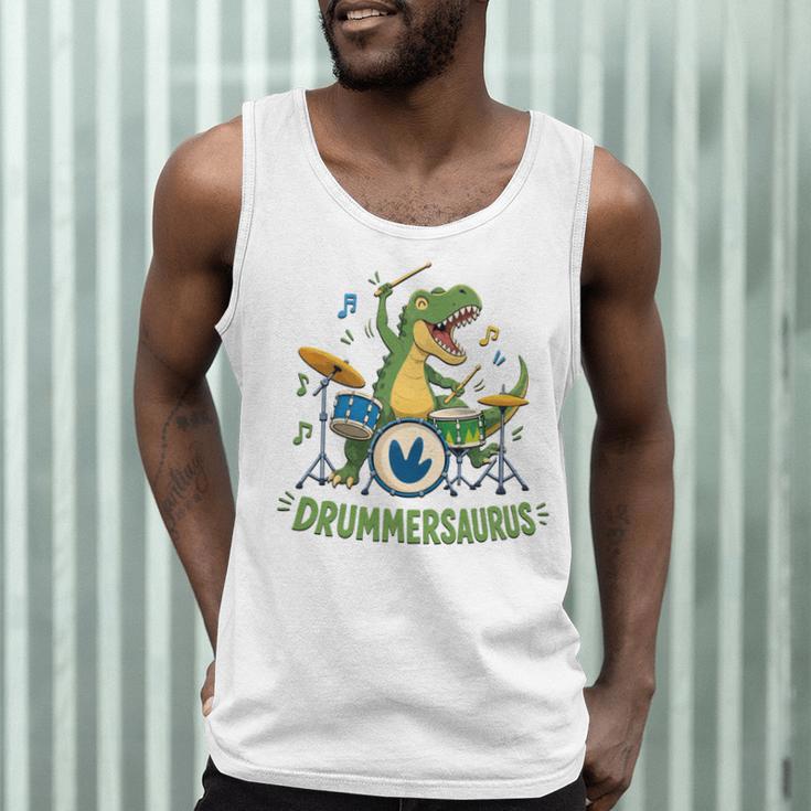 T-Rex Drumming With Drum Kit And Musical Notes Men Tank Top T-Rex Drumming With Drum Kit And Musical Notes Men Tank Top