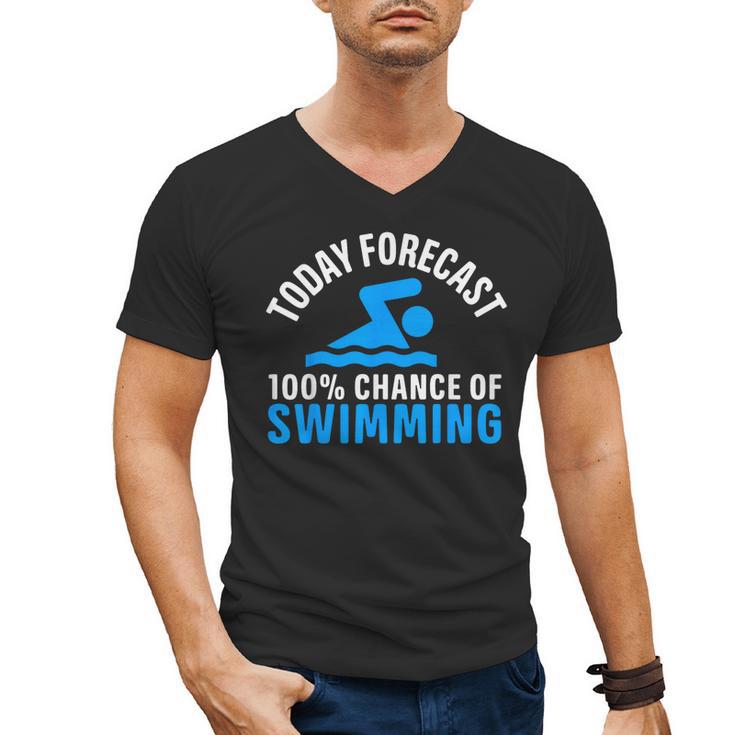 100 Chance Of Swimming Swimmer Swimming Men's V-Neck T-Shirt