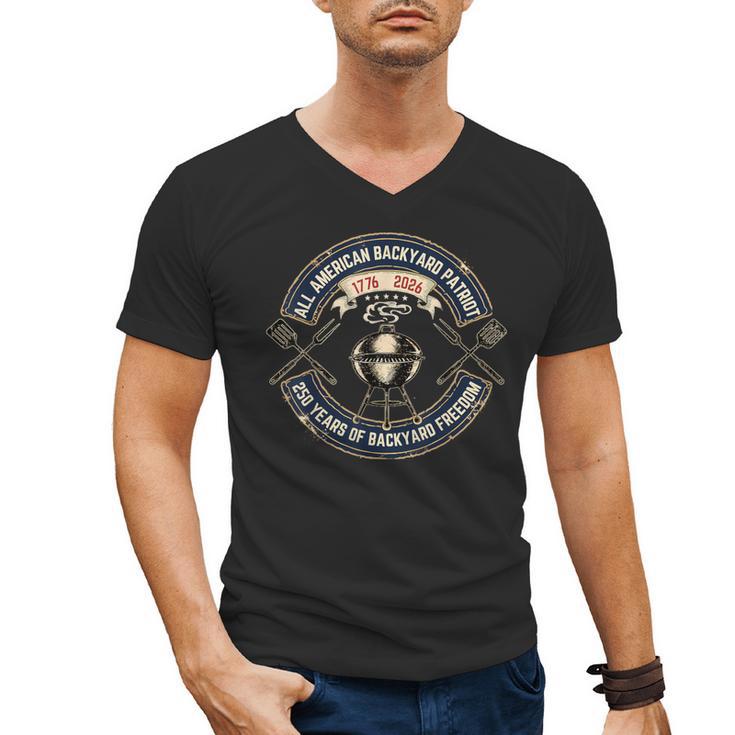 BBQ Dad 250 Years Backyard Freedom 1776 USA Patriot July 4th Men's V-Neck T-Shirt