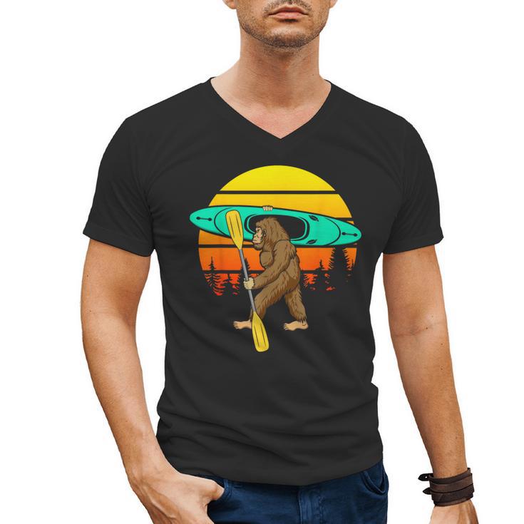 Bigfoot Kayak Paddling Lake Rafts Inflatable Canoe Sasquatch Men's V-Neck T-Shirt