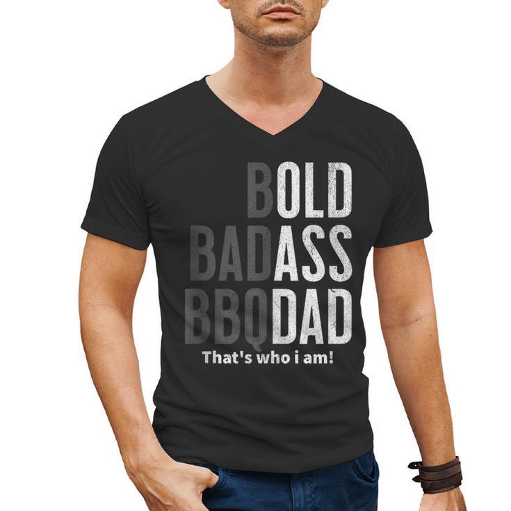 Bold Badass BBQ Dad Gag Fathers Day Husband Birthday Men's V-Neck T-Shirt