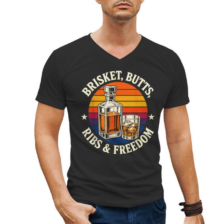 Brisket Butts Ribs And Freedom BBQ Dad Men's V-Neck T-Shirt